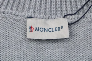 Moncler Color-Block High Neck Arm Patch Knit Sweater Grey Brand label