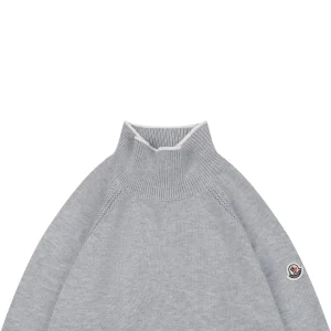 Moncler Color-Block High Neck Arm Patch Knit Sweater Grey