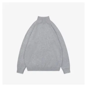 Moncler Color-Block High Neck Arm Patch Knit Sweater Grey Back view