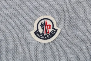 Moncler Color-Block High Neck Arm Patch Knit Sweater Grey Brand