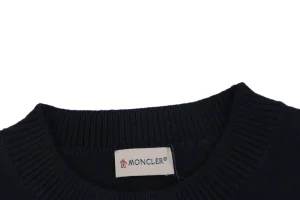 Moncler Graffiti Red Logo Embroidered Crewneck Knit Sweater Collar