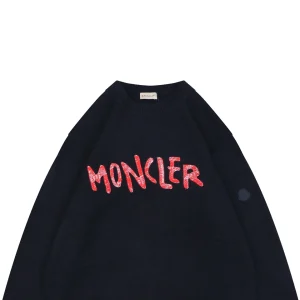 Moncler Graffiti Red Logo Embroidered Crewneck Knit Sweater
