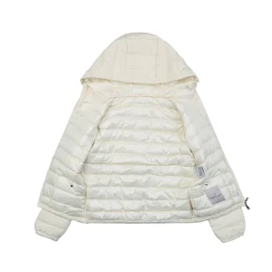 Moncler Hede Hooded Lightweight Down Jacket #506 White Loining