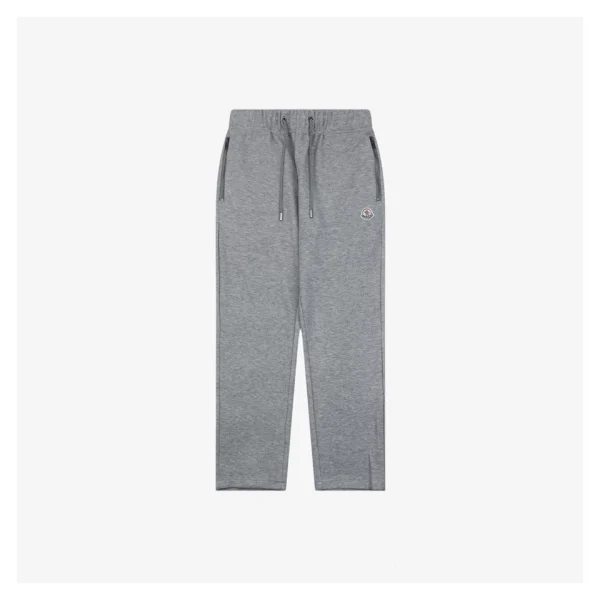 Moncler Logo Drawstring Wool-Blend Tapered Pants Grey Front view