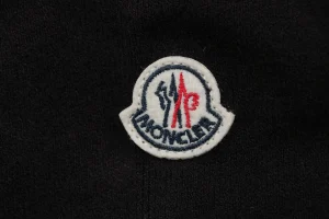 Moncler Quilted Patch Pocket Panelled Down Jacket Black Brand label