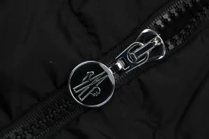 Moncler Quilted Patch Pocket Panelled Down Jacket Black Zipper puller