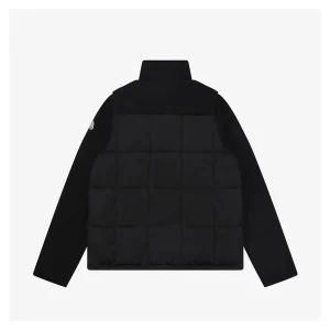 Moncler Quilted Patch Pocket Panelled Down Jacket Black Back view