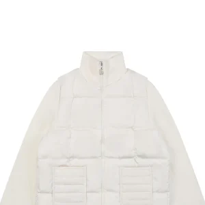 Moncler Quilted Patch Pocket Panelled Down Jacket White