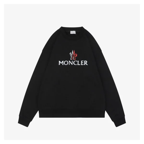 Moncler Rooster Logo M Print Crewneck Sweatshirt Black Front view