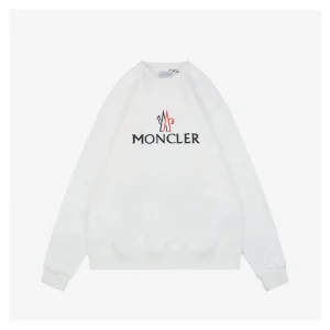 Moncler Rooster Logo M Print Crewneck Sweatshirt White Front view