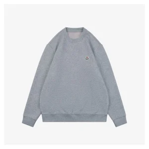 Moncler Small Logo Crewneck Sweatshirt Grey Front view