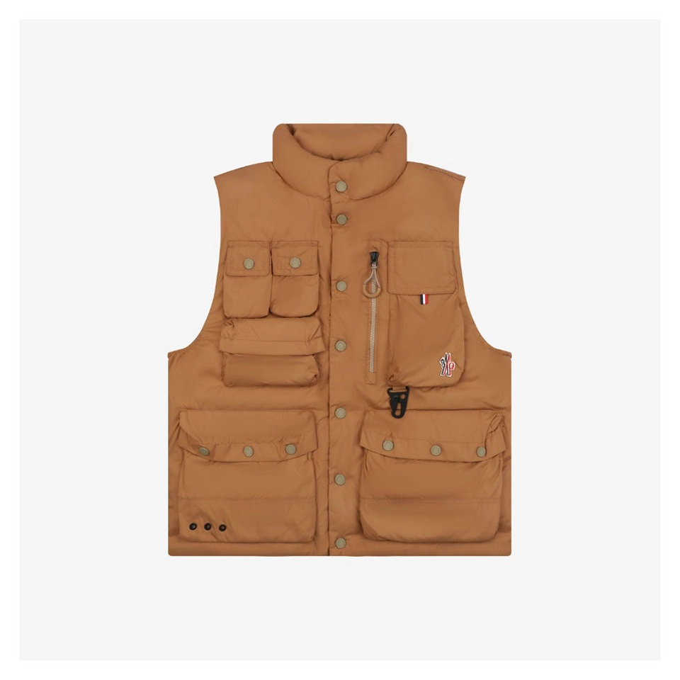 Moncler Tongass Utility Down Vest #MX-33 Brown Front view