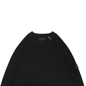 Mxxcler Tricolor Ribbed Collar Crewneck Knit Sweater