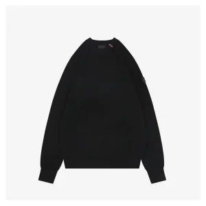 Moncler Tricolor Ribbed Collar Crewneck Knit Sweater Front view