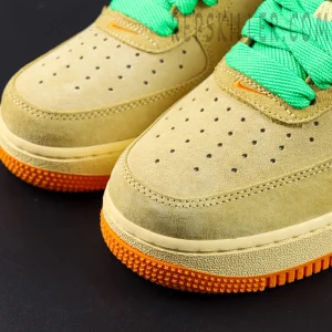 Nike Air Force 1 DOAF “Duck or Egg” PE toe box close-up with suede perforations