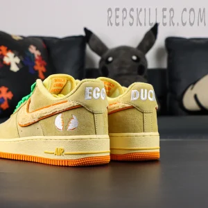 Nike Air Force 1 DOAF “Duck or Egg” PE heel detail with cracked egg embroidery