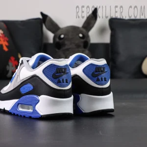 Nike Air Max 90 Hyper Royal rear angle highlighting heel shape and cushioning