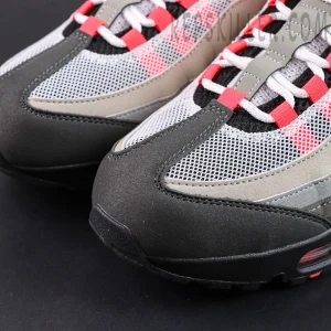 Close-up of Nike Air Max 95 Big Bubble Solar Red toe box and mesh upper details