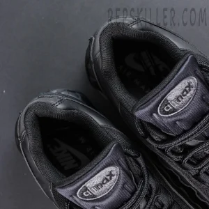 Top-down view of Nike Air Max 95 OG Black Anthracite showing tongue and lace structure
