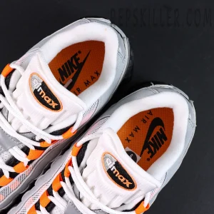 Nike Air Max 95 OG “Bright Mandarin 2.0” tongue and inner lining detail with Air Max branding