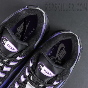 Nike Air Max 95 OG Purple Camo tongue and inner lining detail with Air Max logo embroidery