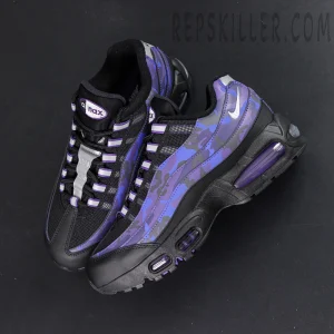 Nike Air Max 95 OG Purple Camo top view showing camo pattern and lace system