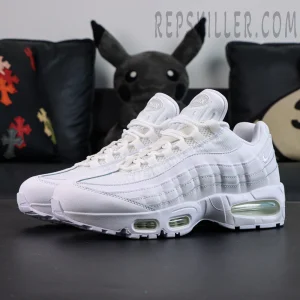 Nike Air Max 95 OG White Pure Platinum side view with layered upper and visible Air units