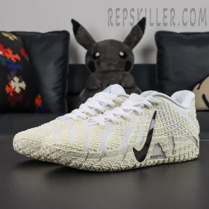 Nike Ja 3 EP “Sound Check” basketball shoes, front lateral view with off-white textured upper and black Swoosh, EP outdoor version