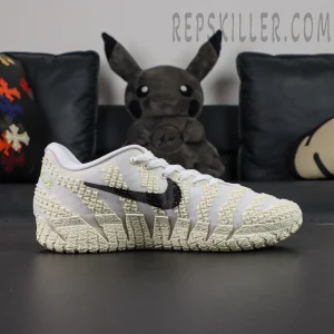 Nike Ja 3 EP “Sound Check” side profile view with contrasting black Swoosh on off-white upper