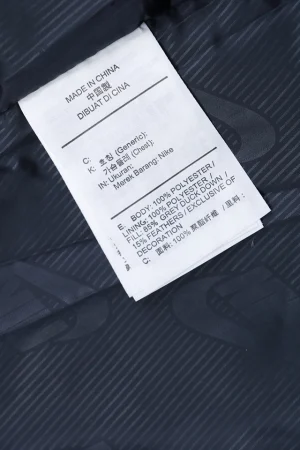 Nike Swoosh Stand Collar Down Jacket Blue Wash label