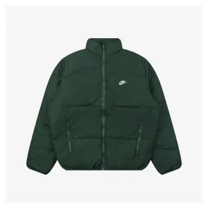 Nike Swoosh Stand Collar Down Jacket Green Front view