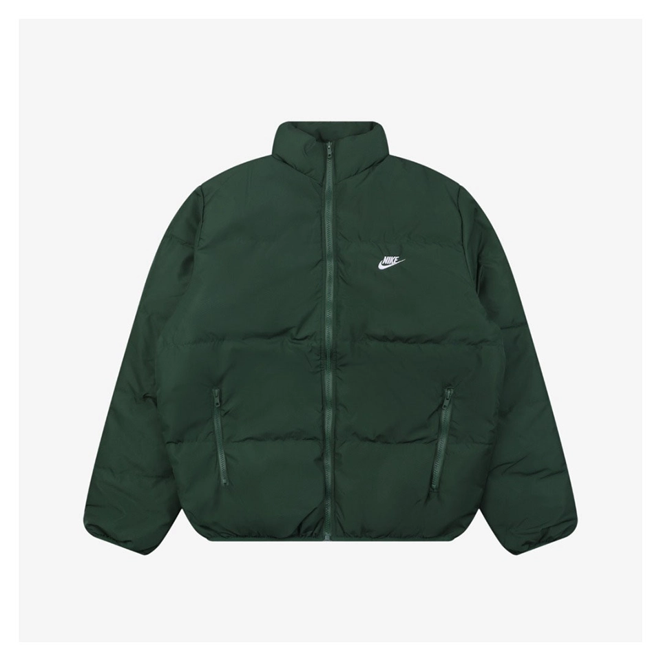 Nike Swoosh Stand Collar Down Jacket Green Front view