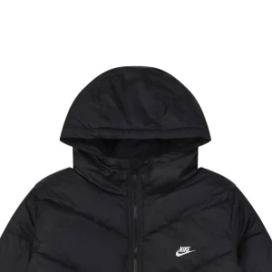 Nike Windrunner Diagonal Quilted Hooded Down Jacket Black