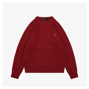 Ralph Lauren Pony Embroidered Cable-Knit Crewneck Sweater Front view