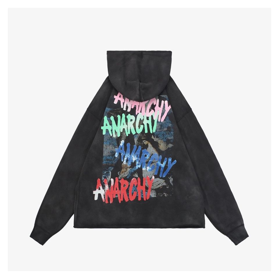 Saint Michael Anarchy Madonna Distressed Printed Hoodie Back view