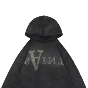 Saint Michael Anarchy Madonna Distressed Printed Hoodie