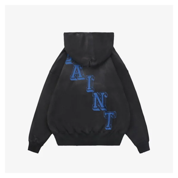 Saint Michael Angel Rebirth Vintage Distressed Graphic Hoodie Back view