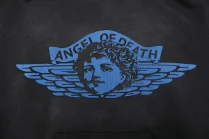 Saint Michael Angel Rebirth Vintage Distressed Graphic Hoodie Front Print