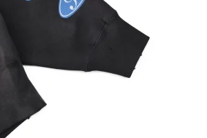 Saint Michael Blue Logo Barrage Graphic Hoodie Cuff