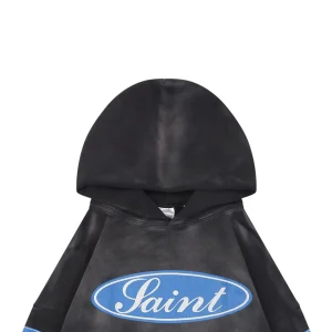 Saint Michael Blue Logo Barrage Graphic Hoodie