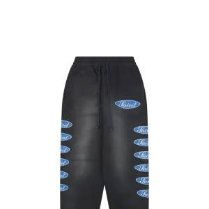 Saint Michael Blue Logo Repeated Graphic Sweatpants