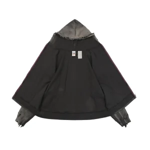 Saint Michael Distressed Double-Layer Waffle Zip Hoodie Grey Lining