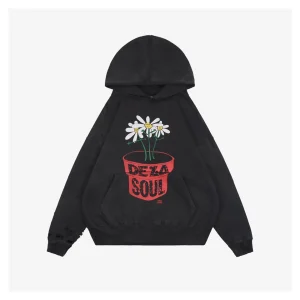 Saint Michael Distressed Potted Flower Graphic Hoodie