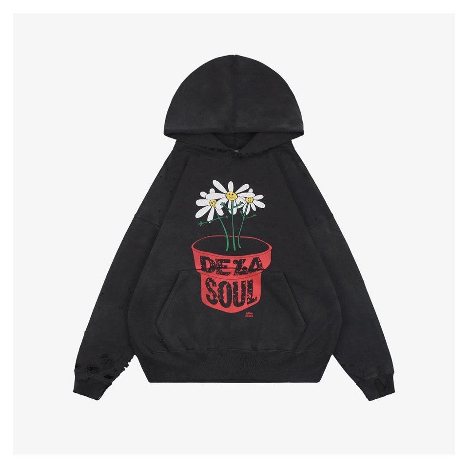 Saint Michael Distressed Potted Flower Graphic Hoodie