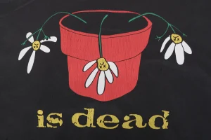 Saint Michael Distressed Potted Flower Graphic Hoodie Back Print