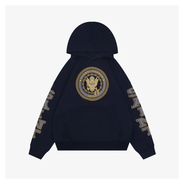 Saint Michael Reflective Angel Medallion Graphic Hoodie Front view
