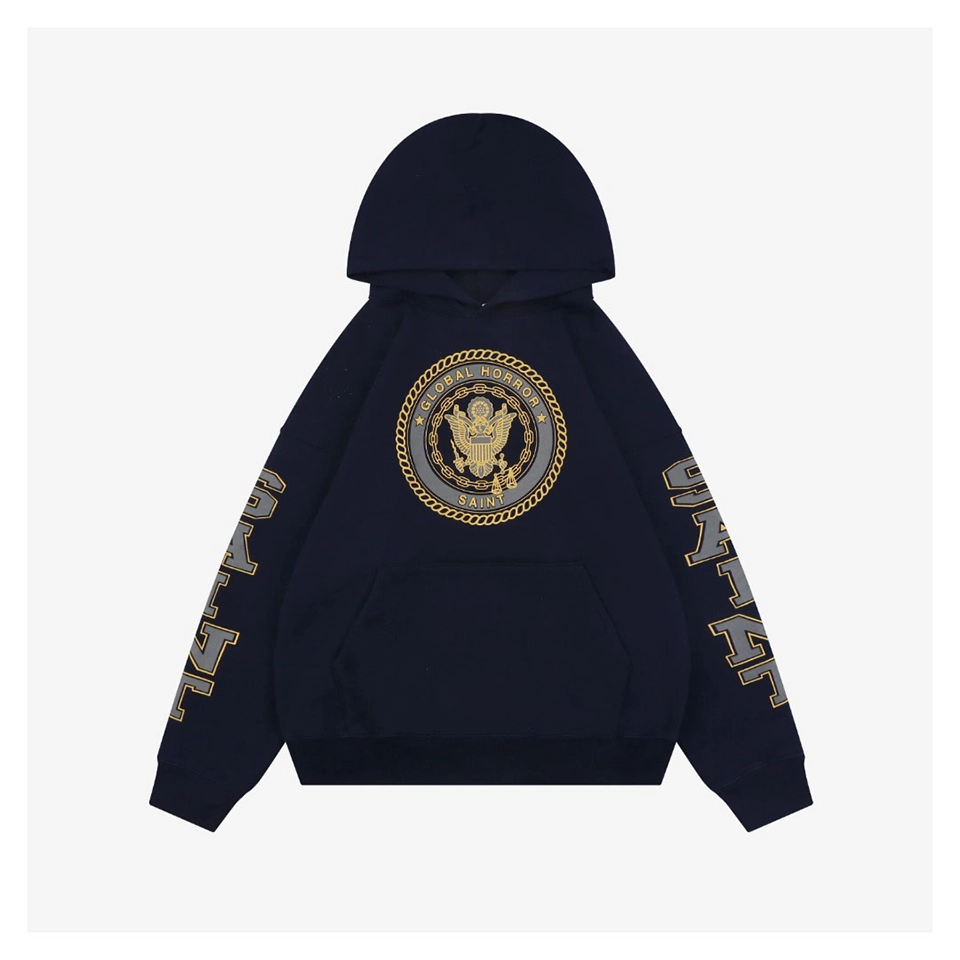 Saint Michael Reflective Angel Medallion Graphic Hoodie Front view