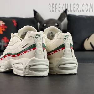 Rear heel view of Undefeated x Nike Air Max 95 “Sail” with Nike Air branding