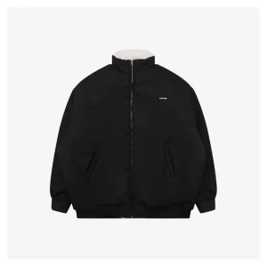 We11done Minimal Logo Shearling Collar Padded Jacket