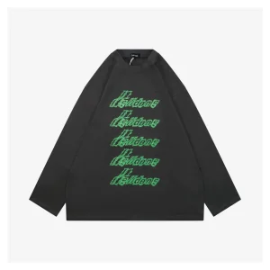 We11done Neon Green Repeated Logo Printed Shirt Front view